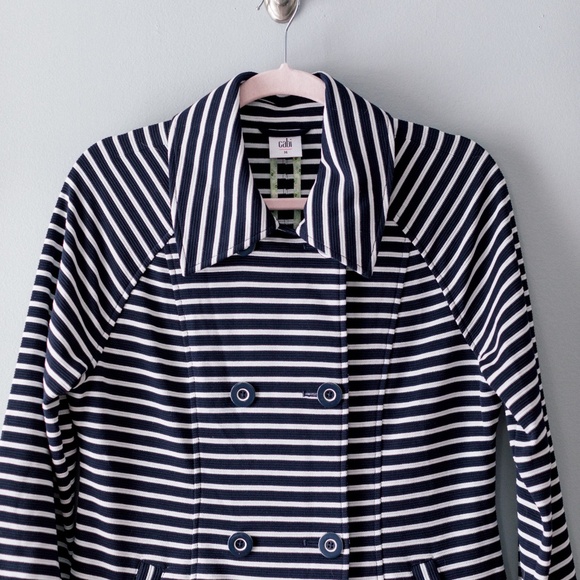 CAbi Maritime Trench Coat - Navy & White Stripe - Knit - Size Medium - Picture 12 of 13